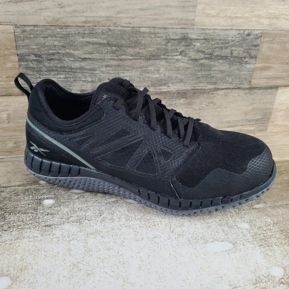Reebok ZPrint Womens Work Shoes Sz 12 M Black Dark Gray Steel Safety Toe Lace Up